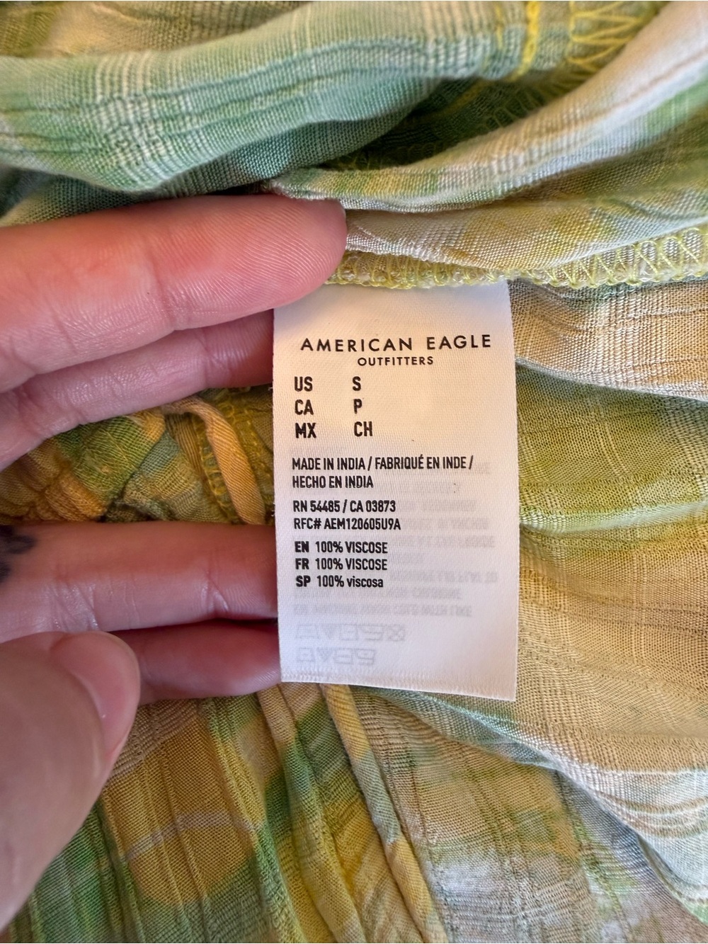 Lightweight Yellow-Green Tie-Front Summer Tank American Eagle S - Picture 4 of 4